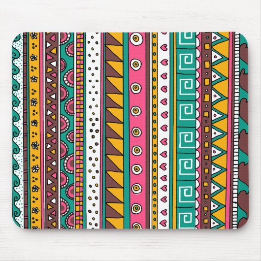 Kleurrijk stammenpatroon muismat (Voorkant)