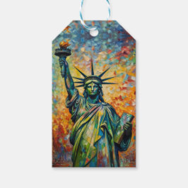 Kleurrijk standbeeld van Liberty New York Kunst Cadeaulabel
