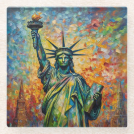 Kleurrijk standbeeld van Liberty New York kunst Glazen Onderzetter