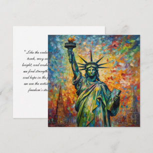 Kleurrijk standbeeld van Liberty New York Kunst Notitiekaartje
