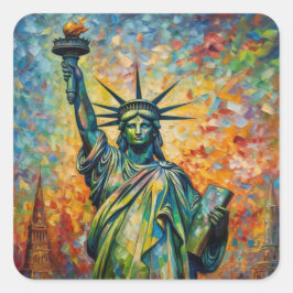 Kleurrijk standbeeld van Liberty New York Kunst Vierkante Sticker