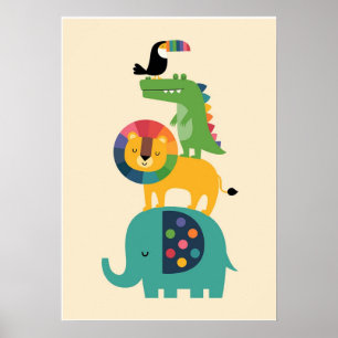 Kleurrijk stapel speelgoed voor baby's en peuters poster