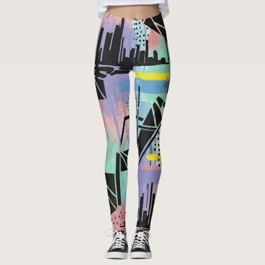 Kleurrijk stedelijk graffiti patroon (11) leggings (Voorkant)
