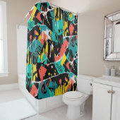 Kleurrijk stedelijk graffiti patroon (13) douchegordijn (In situ)