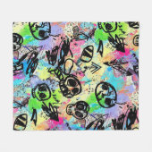 Kleurrijk stedelijk graffiti patroon (1) fleece deken (Voorkant (Horizontaal))