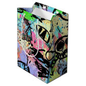 Kleurrijk stedelijk graffiti patroon (1) medium cadeauzakje (Achterkant Gekanteld)