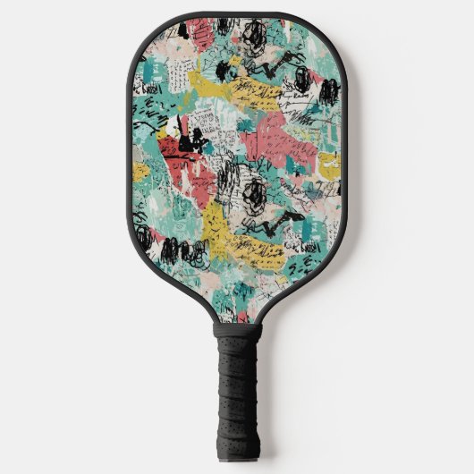Kleurrijk stedelijk graffiti patroon (2) pickleball paddle (Voorkant)