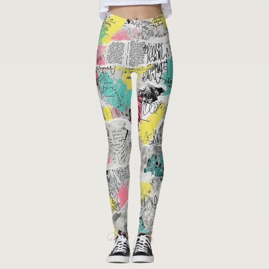 Kleurrijk stedelijk graffiti patroon (3) leggings (Voorkant)