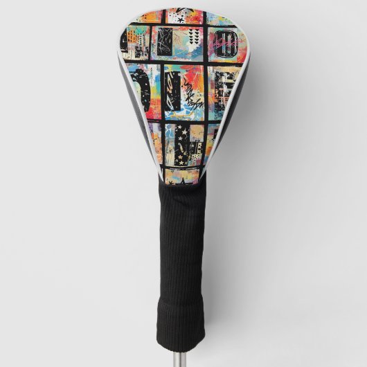Kleurrijk stedelijk graffiti patroon (5) golfheadcover (Voorkant)