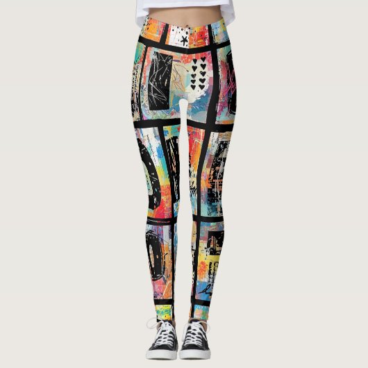 Kleurrijk stedelijk graffiti patroon (5) leggings (Voorkant)
