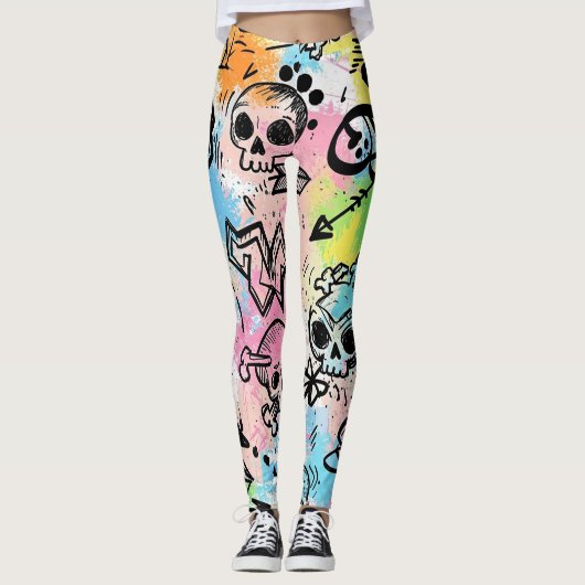 Kleurrijk Stedelijk Graffiti Patroon (6) Leggings (Voorkant)