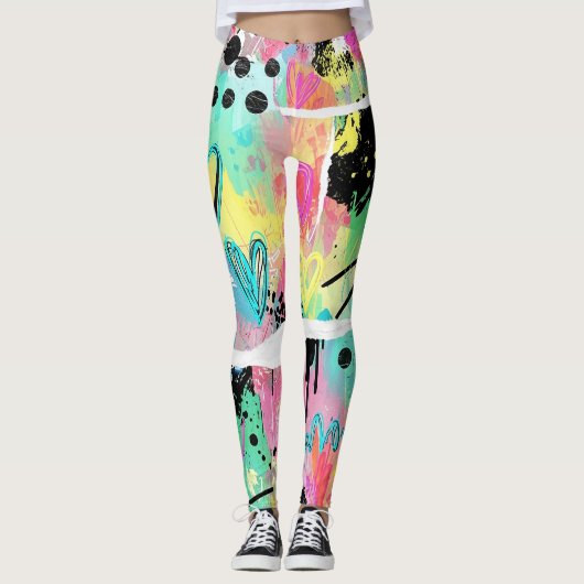 Kleurrijk Stedelijk Graffiti Patroon (7) Leggings (Voorkant)