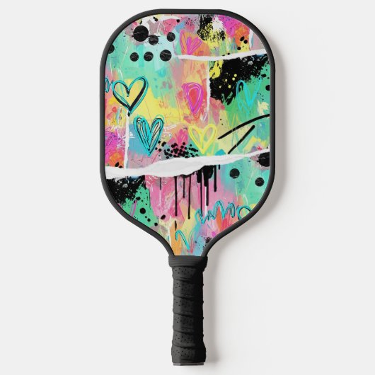 Kleurrijk stedelijk graffiti patroon (7) pickleball paddle (Voorkant)