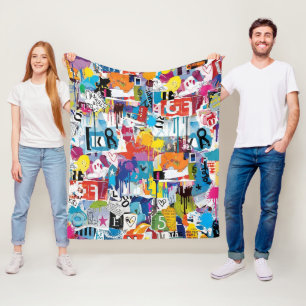 Kleurrijk stedelijk graffiti patroon (8) fleece deken