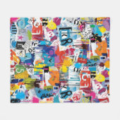 Kleurrijk stedelijk graffiti patroon (8) fleece deken (Voorkant (Horizontaal))