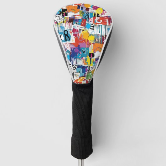 Kleurrijk stedelijk graffiti patroon (8) golfheadcover (Voorkant)