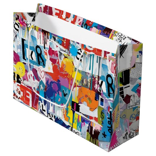 Kleurrijk Stedelijk Graffiti Patroon (8) Groot Cadeauzakje (Voorkant Gekanteld)