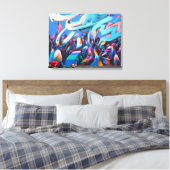 Kleurrijk stedelijk graffiti straatkunst canvas afdruk (Insitu (Slaapkamer))