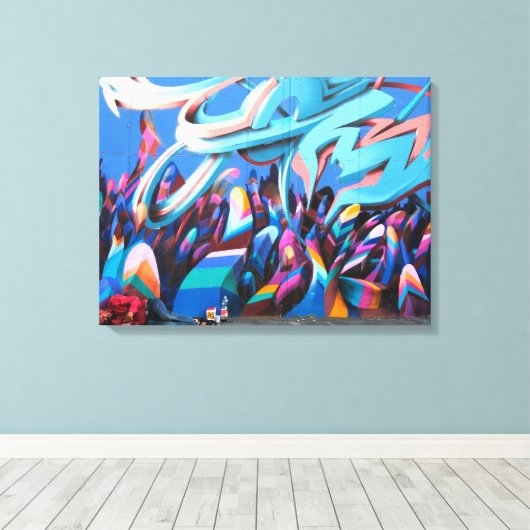 Kleurrijk stedelijk graffiti straatkunst canvas afdruk (Insitu (Houten vloer))