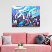 Kleurrijk stedelijk graffiti straatkunst canvas afdruk (Insitu (Woonkamer))