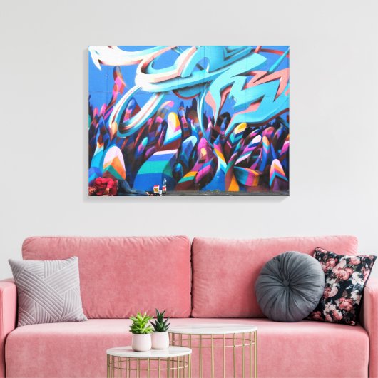 Kleurrijk stedelijk graffiti straatkunst canvas afdruk (Insitu (Woonkamer))