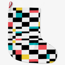 Kleurrijk, stedelijk, modern, trendgeometrisch pat grote kerstsok