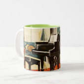kleurrijk Steinway Piano-instrument en kunst Tweekleurige Koffiemok (Voorkant links)