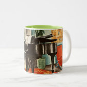 kleurrijk Steinway Piano-instrument en kunst Tweekleurige Koffiemok (Voorkant rechts)