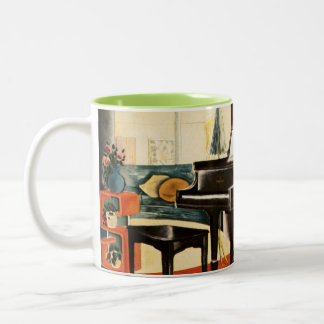 kleurrijk Steinway Piano-instrument en kunst Tweekleurige Koffiemok