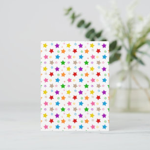 Kleurrijk sterrenpatroon ontwerp wit briefkaart
