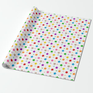 Kleurrijk sterrenpatroon ontwerp wit cadeaupapier