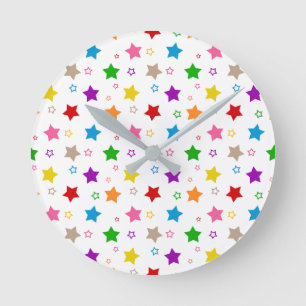 Kleurrijk sterrenpatroon ontwerp wit ronde klok