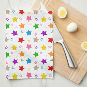 Kleurrijk sterrenpatroon ontwerp wit theedoek