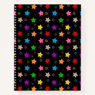 Kleurrijk sterrenpatroon zwart notitieboek