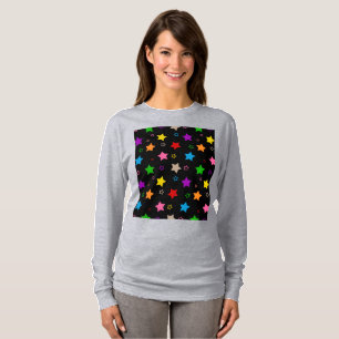 Kleurrijk sterrenpatroon zwart t-shirt