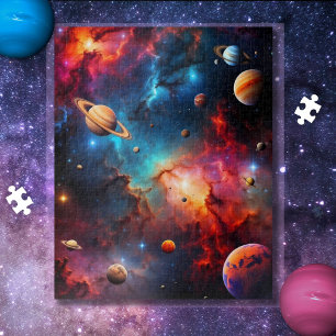 Kleurrijk sterrenstelsel met sterren en nevels legpuzzel