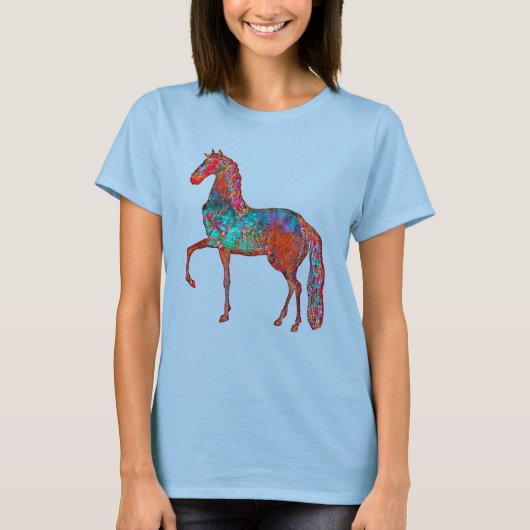 Kleurrijk stijl Art Paard T-shirt (Voorkant)