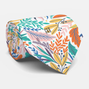 Kleurrijk stijlvol botanisch patroon met monogram stropdas