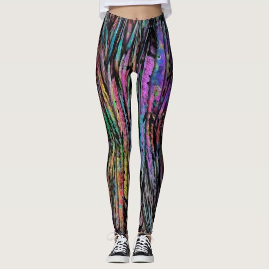 Kleurrijk, stijlvol, grappig met verticale Abstrac Leggings (Voorkant)