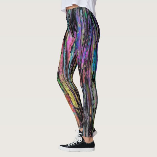 Kleurrijk, stijlvol, grappig met verticale Abstrac Leggings (Links)