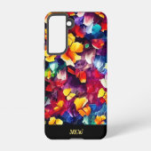 Kleurrijk stijlvol monogram Floral Samsung Galaxy Hoesje (Achterkant)
