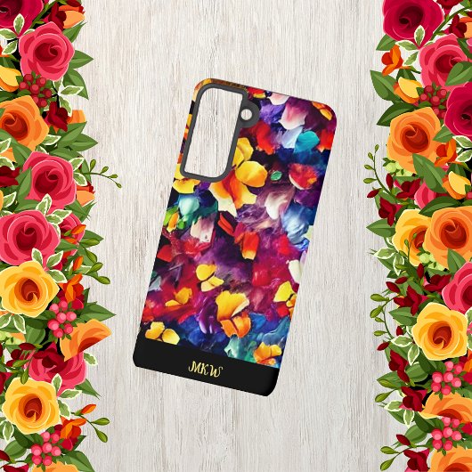 Kleurrijk stijlvol monogram Floral Samsung Galaxy Hoesje