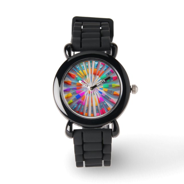 Kleurrijk Stijlvol Polshorloge met Silicone Strap Horloge (Voorkant)