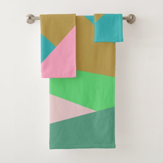 Kleurrijk stijlvol roze en groen geometrisch patro bad handdoek (Insitu)