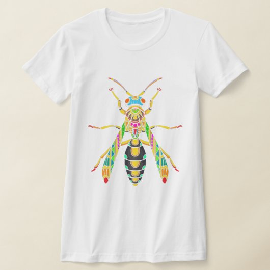 Kleurrijk-Stinger-Bee-Mandala-Arts-Geïsoleerd-Zwar T-shirt (Laagn)