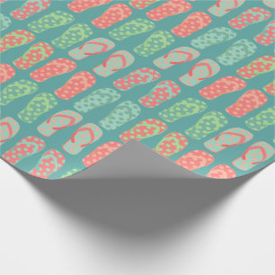 Kleurrijk Stippen Flip Flop Patroon Turquoise Cadeaupapier