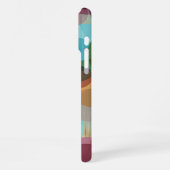 Kleurrijk Stippen Kunstpatroon Op Nep Houtstructuu iPhone Hoesje (Linkerkant)