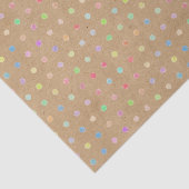 Kleurrijk Stippen patroon op bijtende bruine kraft Tissuepapier (Detail)