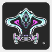 Kleurrijk straalvliegtuig v2 vierkante sticker (Voorkant)