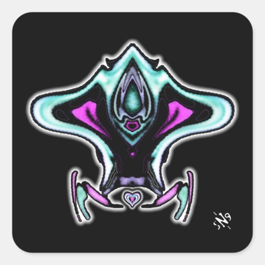 Kleurrijk straalvliegtuig v2 vierkante sticker (Voorkant)